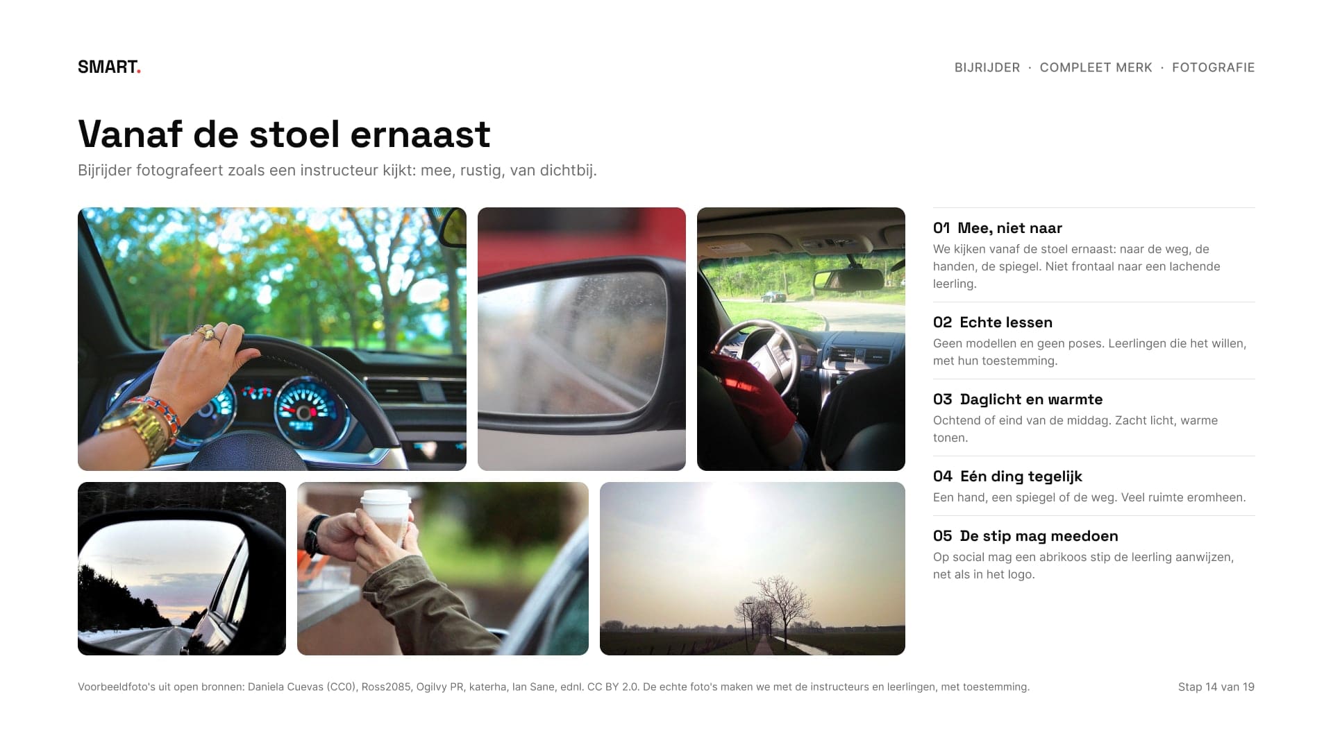 Zes foto's vanuit de auto naast vijf principes voor de fotografie