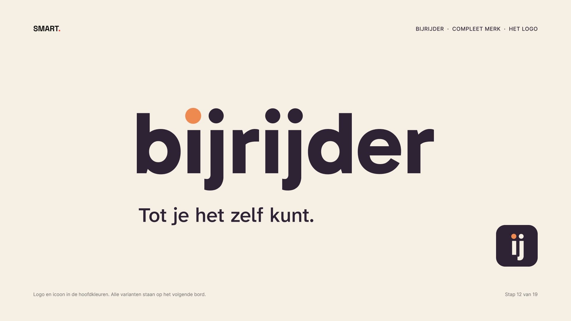 Het Bijrijder-logo groot met de tagline Tot je het zelf kunt en het icoon