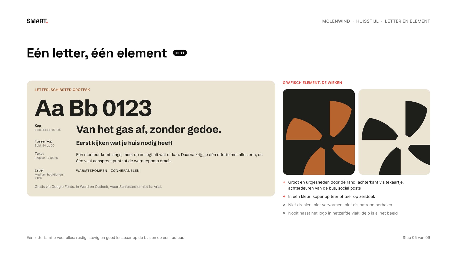 Schibsted Grotesk in vier niveaus en de wieken als grafisch element