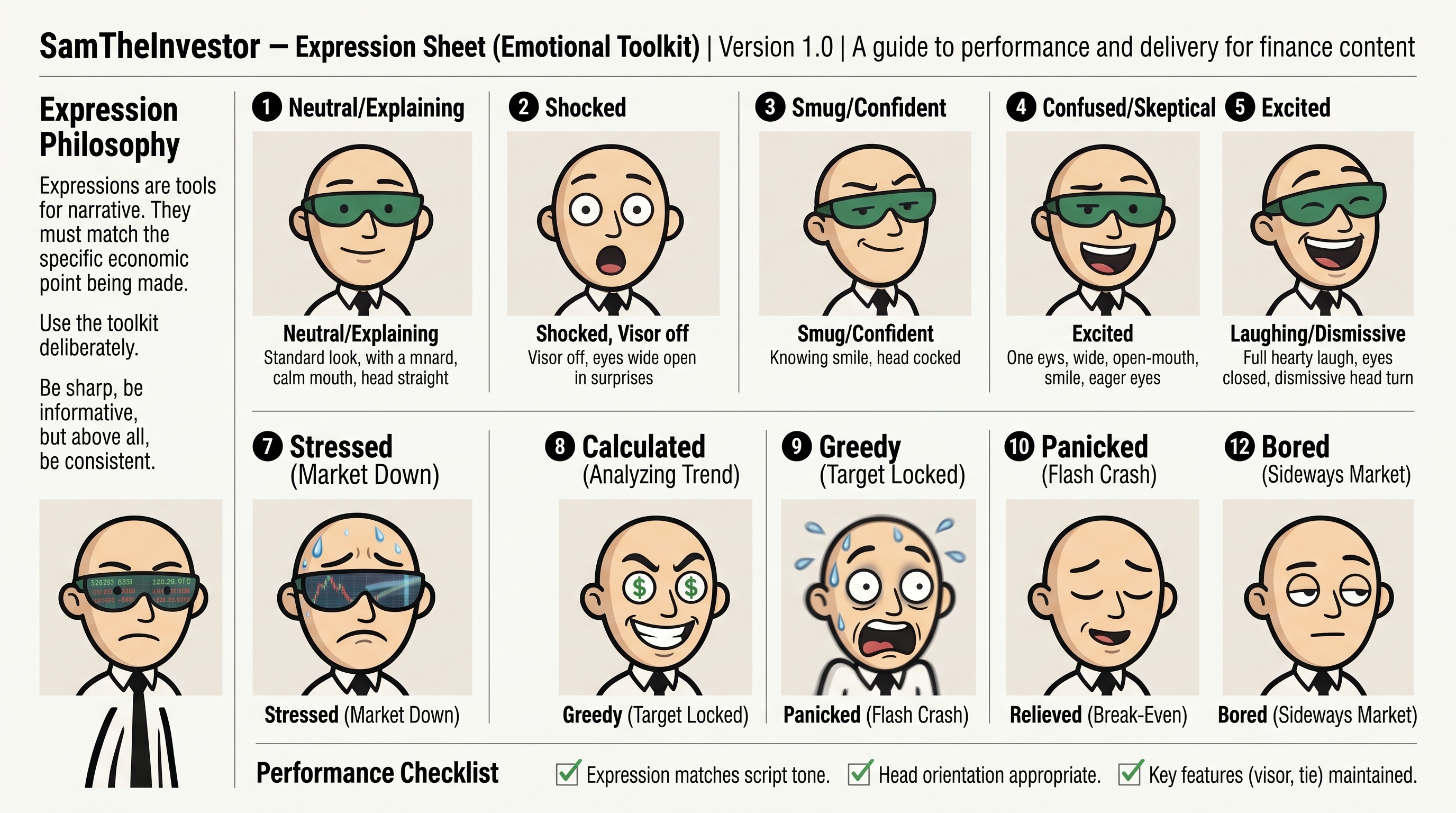 Expressieblad met emoties voor gebruik in video's