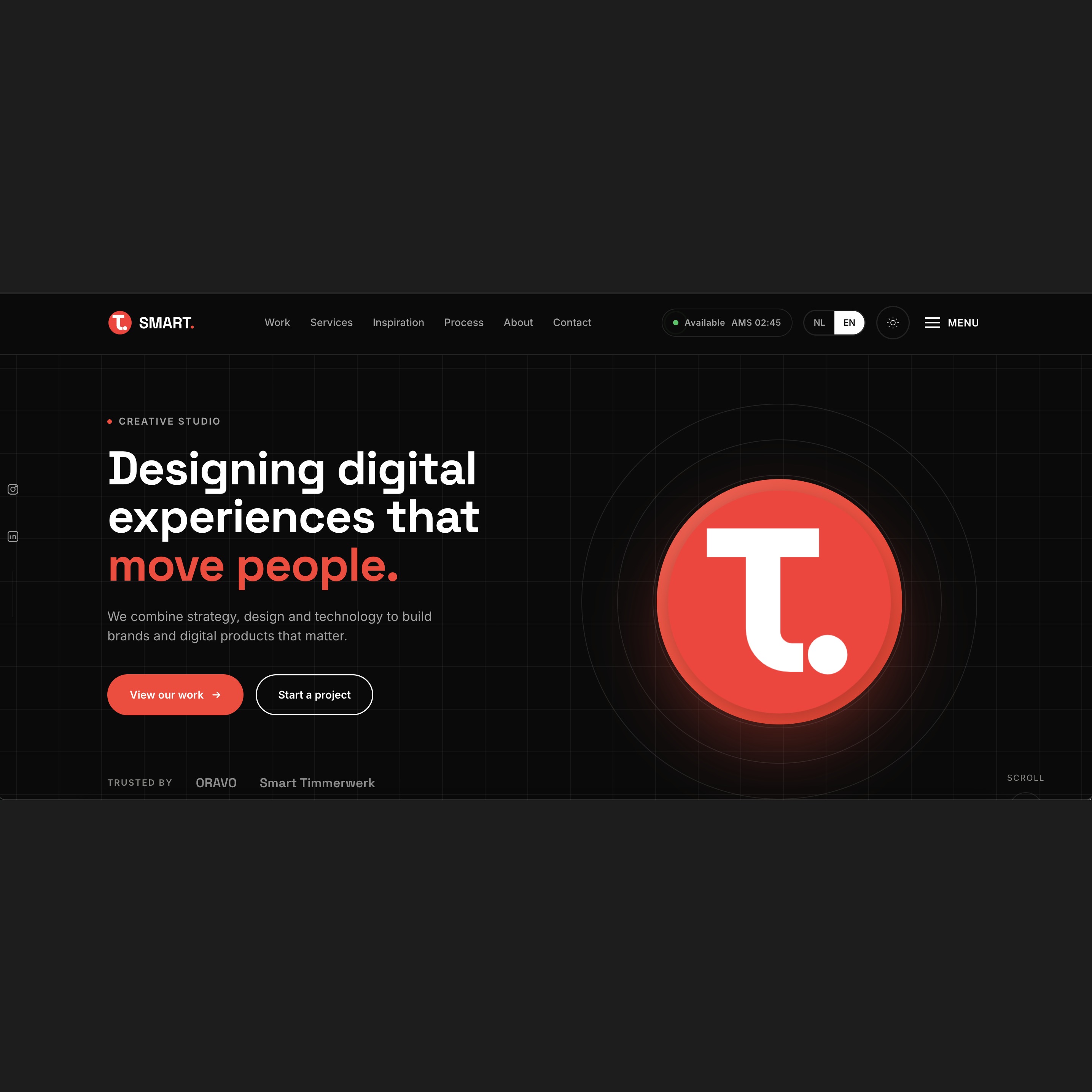 Homepage in dark mode