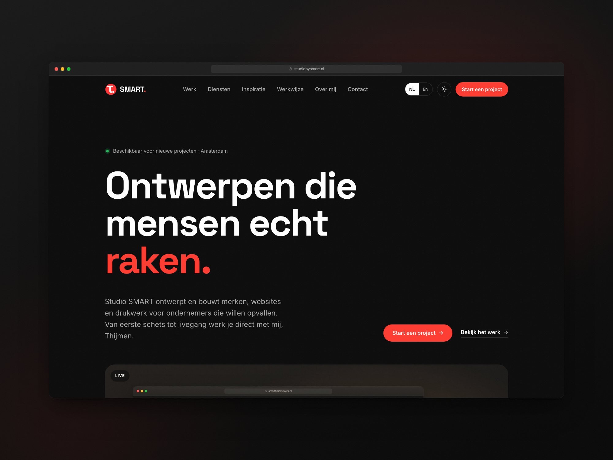 De homepage na het herontwerp