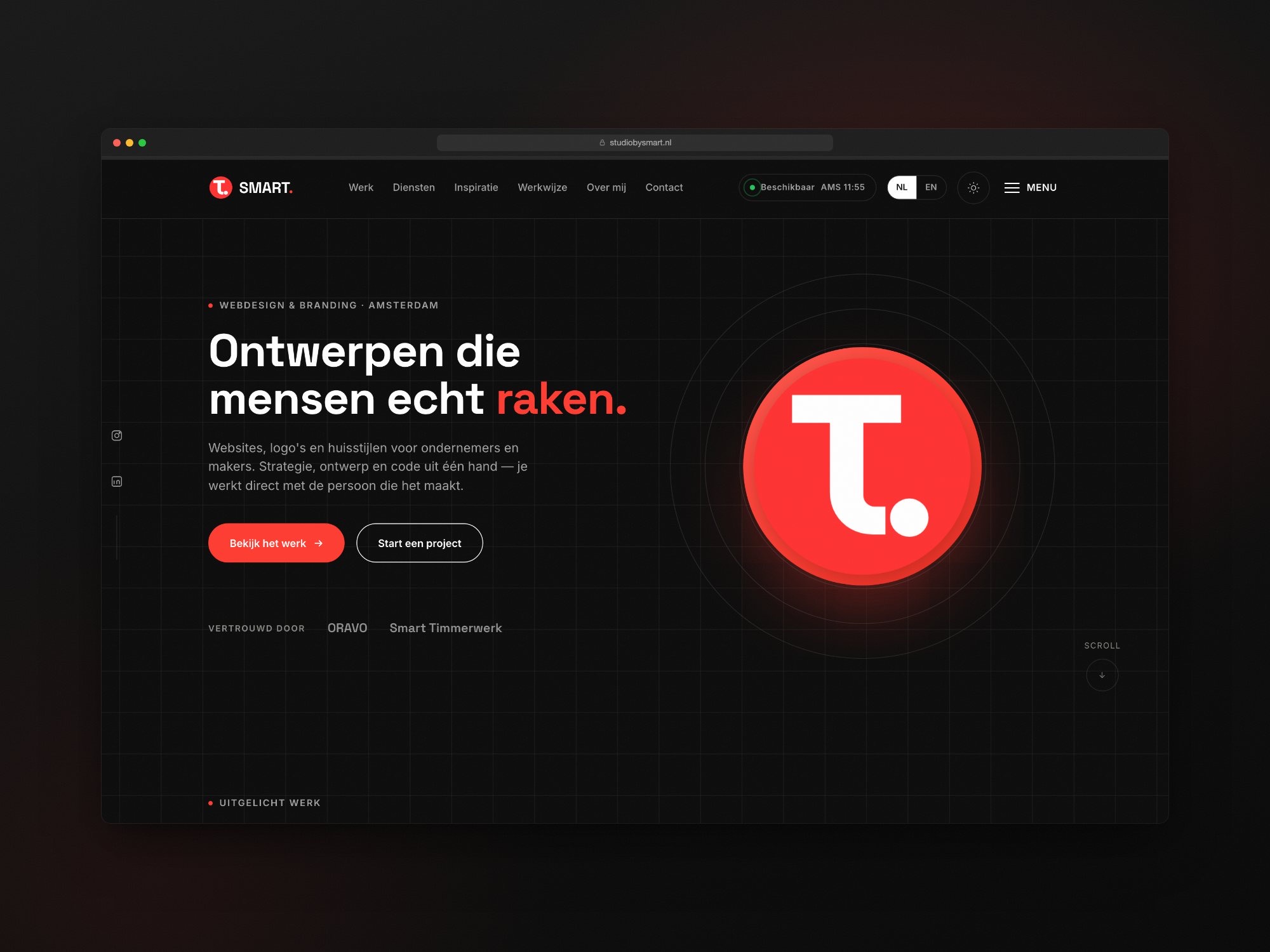 De homepage voor het herontwerp